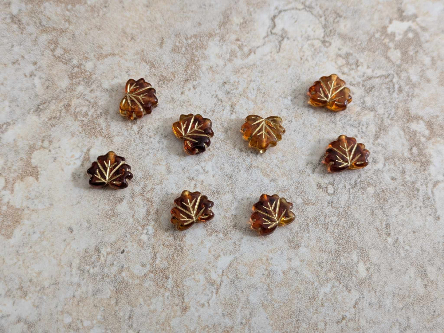 Maple Leaf Acrylic Beads - Brown - Set of 30
