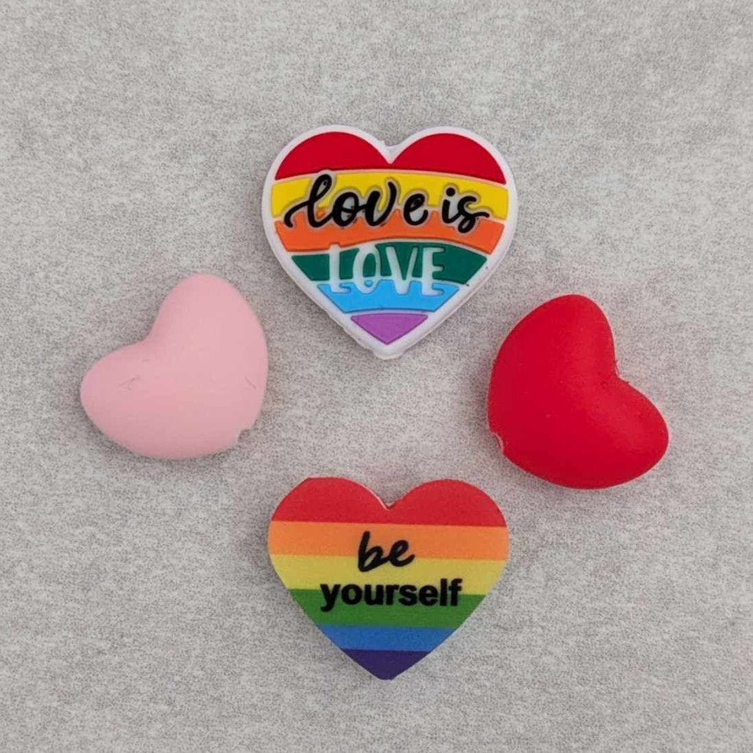 Hearts and Love silicone focal beads