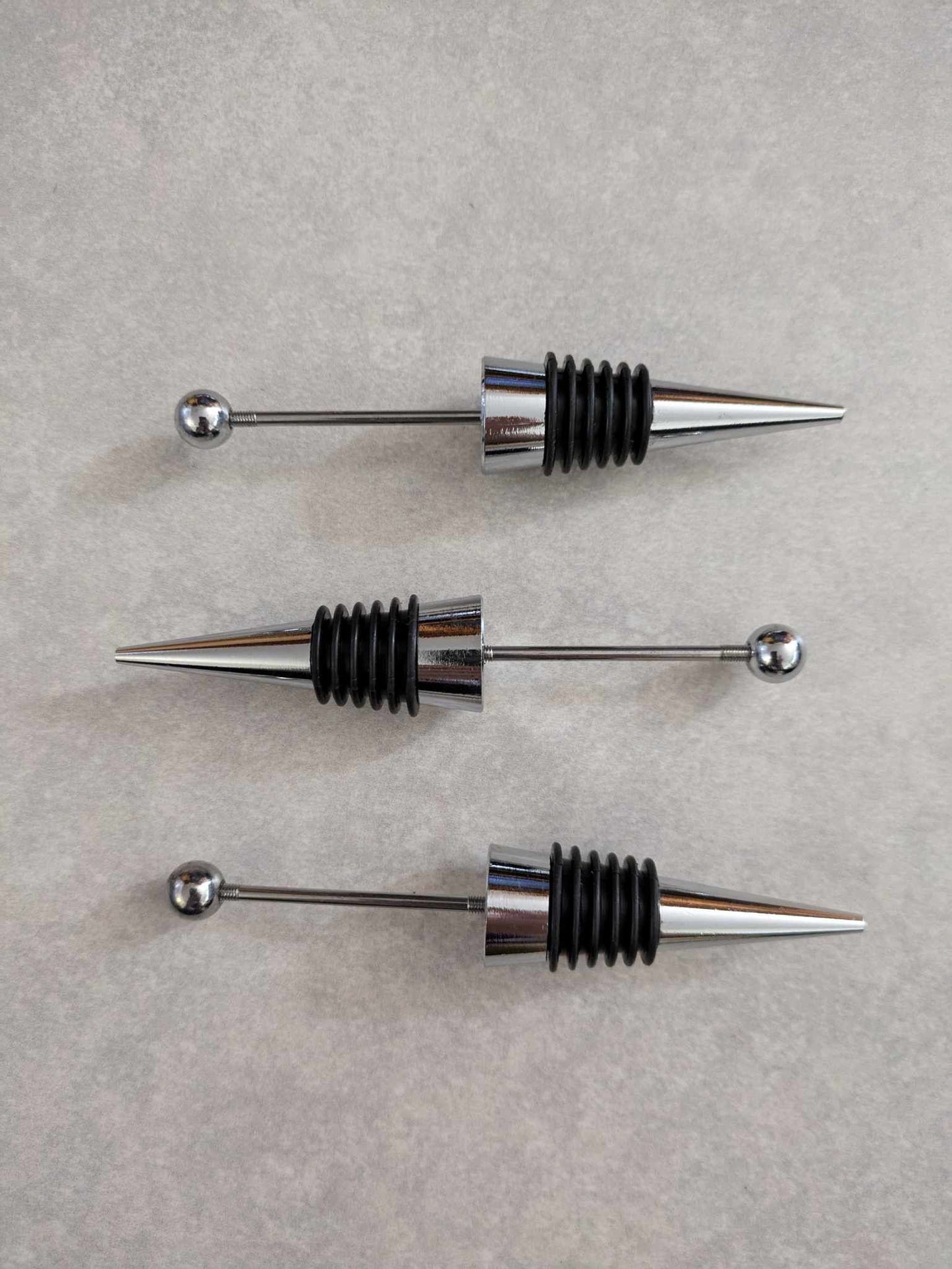 Beadable Wine Stoppers - Silver/Black - sold in sets of 1 or 5