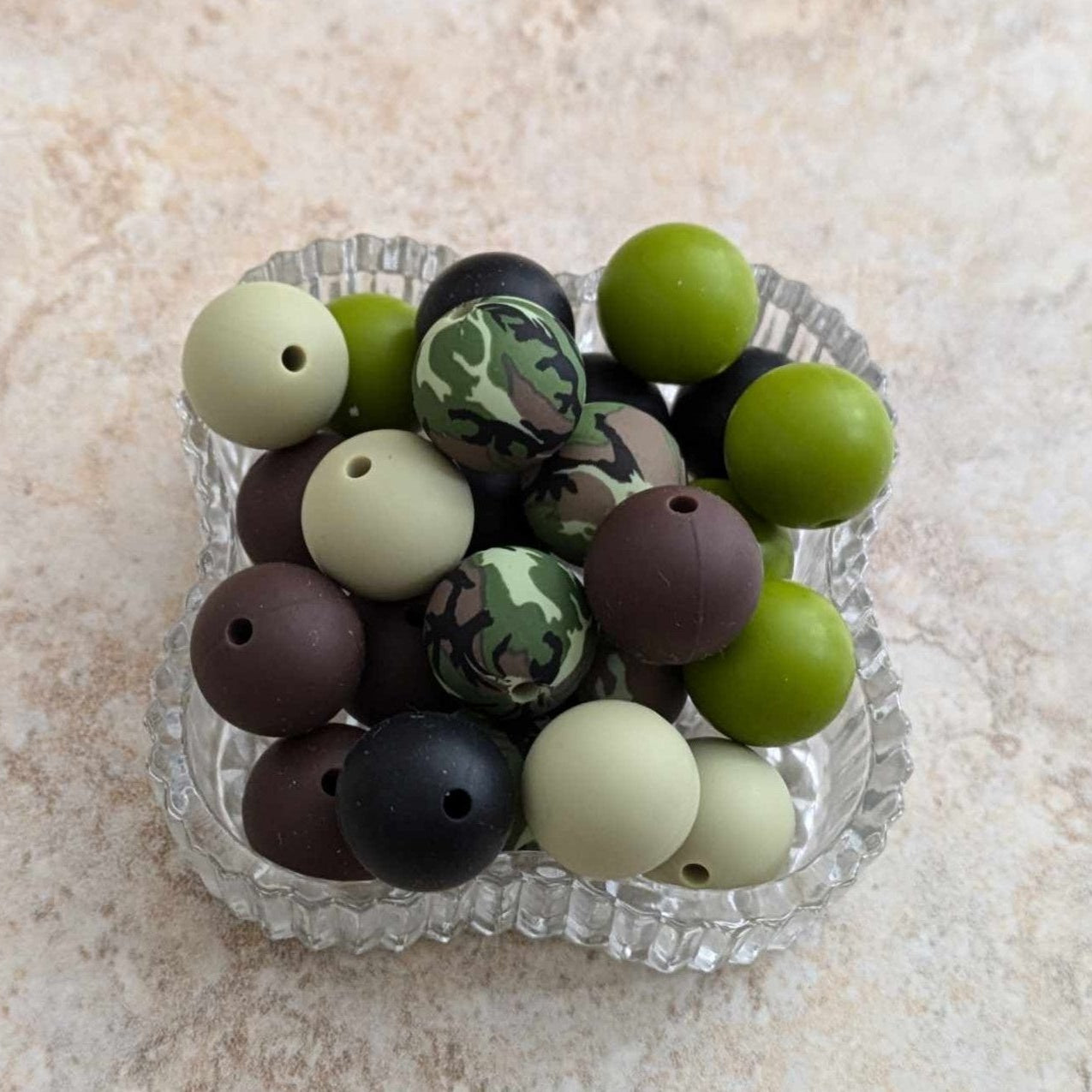 15mm Silicone Bead Set - 25 pcs - Army Colors