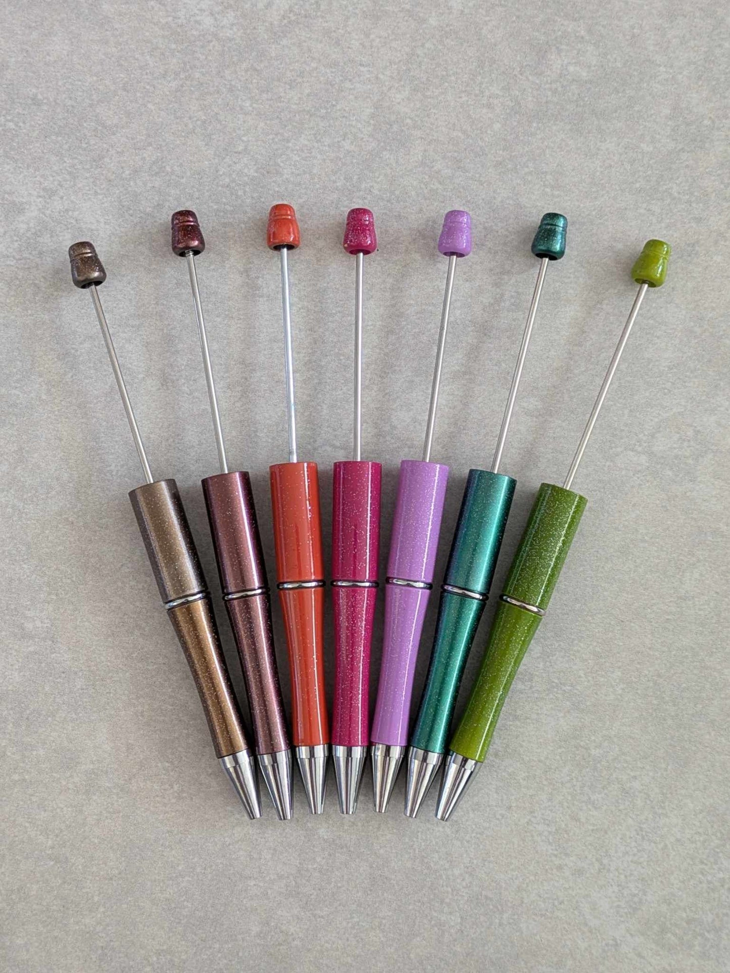 Metallic Sparkle colored Beadable Pens - Set of 7 - Variety F