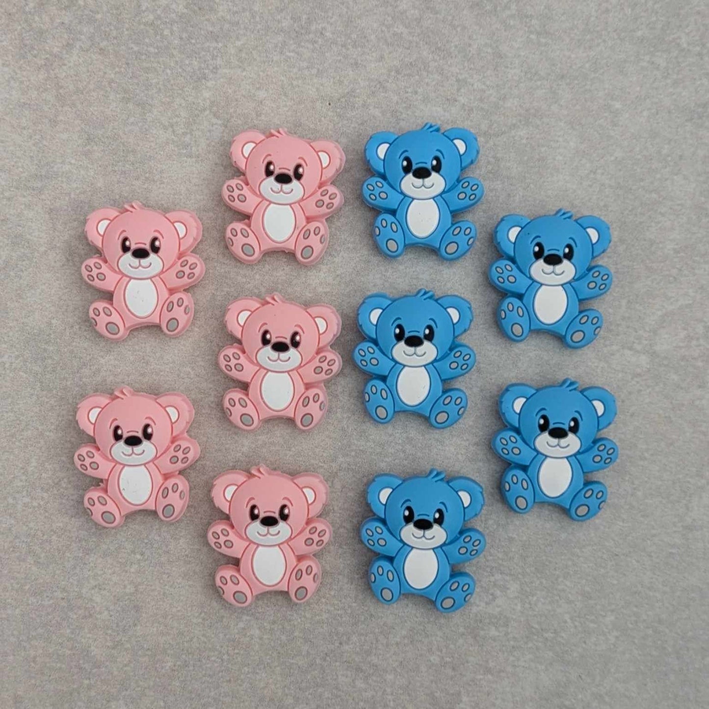 Pink and Blue Bear silicone focal beads