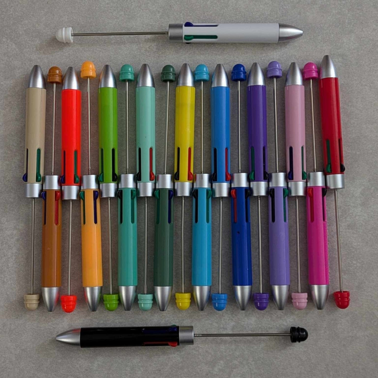 4-in-1 Retractable Ink Beadable Pens - set of 5 or 10 random color styles