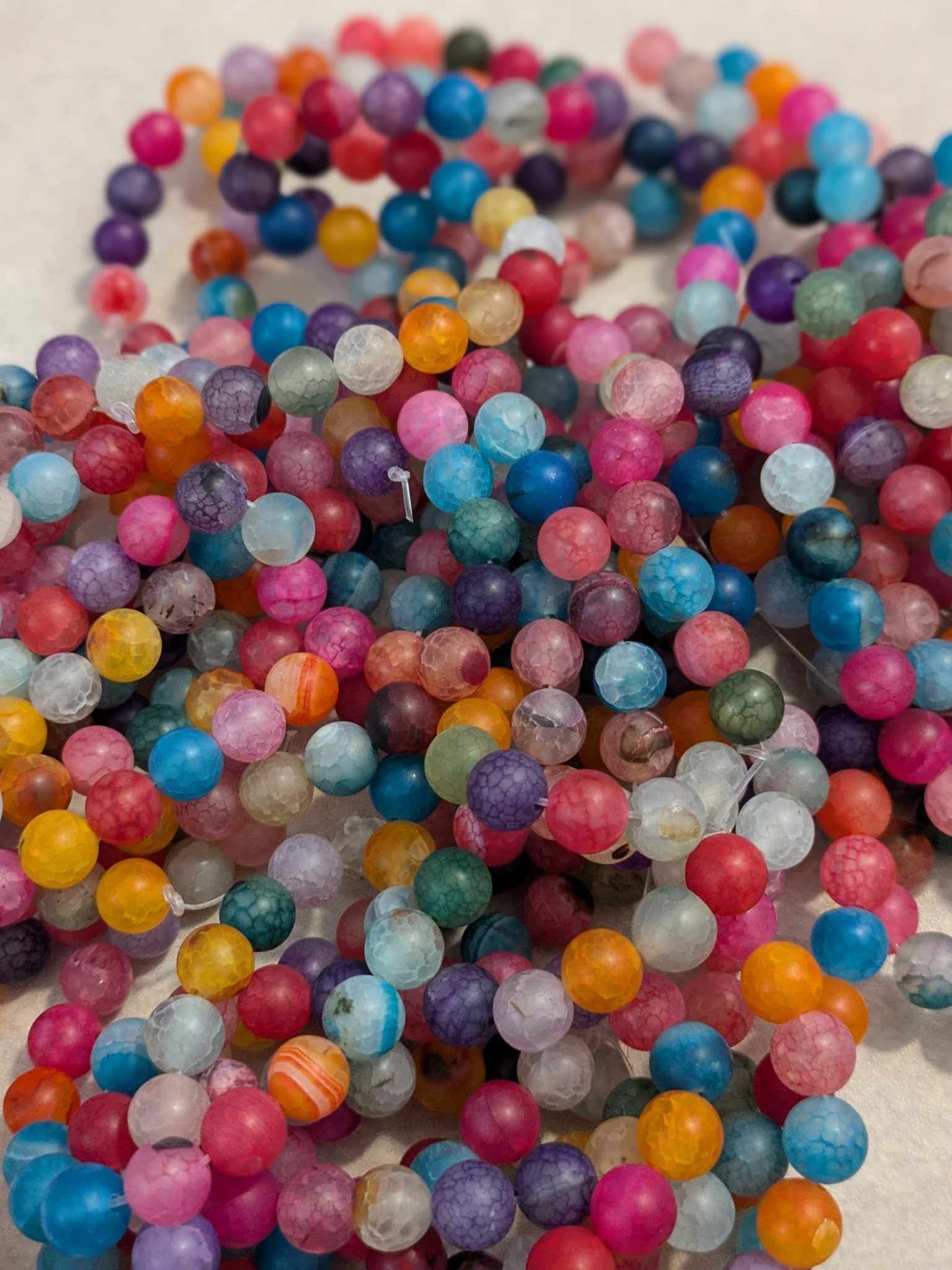 8mm Dragon Vein Agate Beads - 15" strand