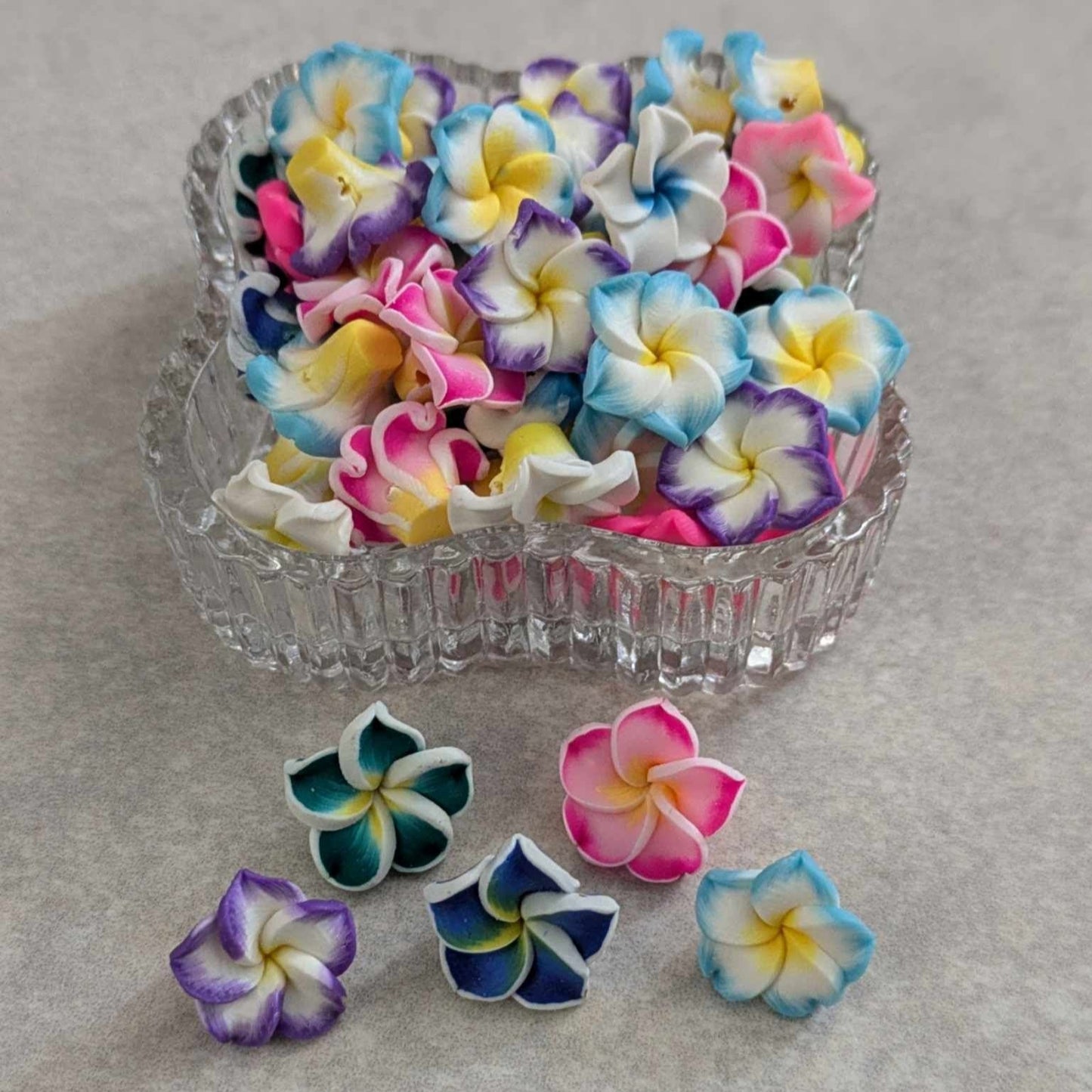 Clay Polymer Flower Beads - set of 50