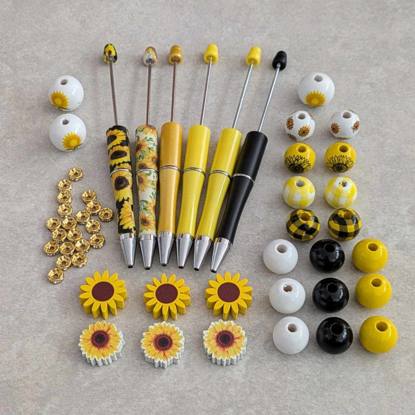 Sunflower themed beadable pen set