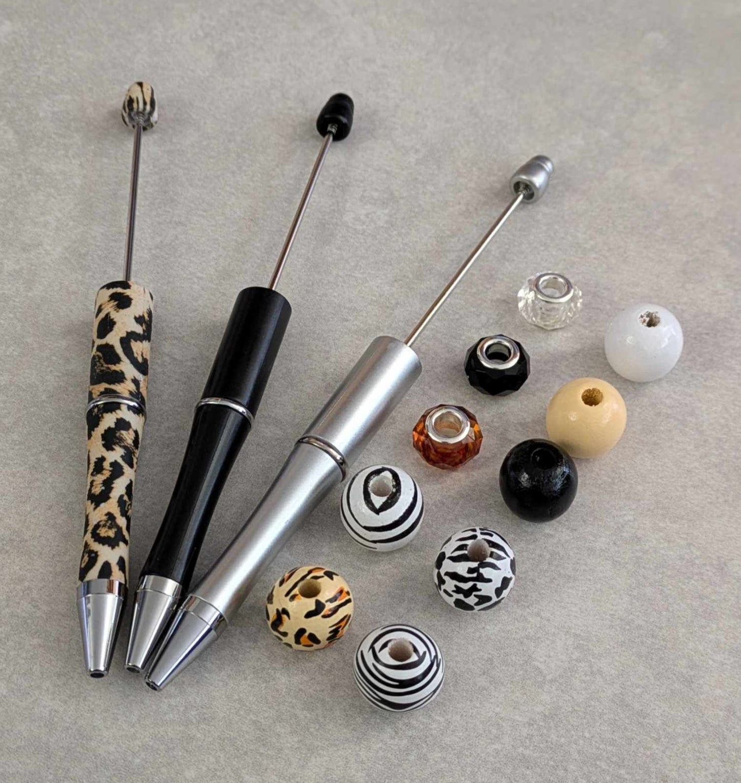 Leopard, Cheetah, Safari themed beadable pen sets