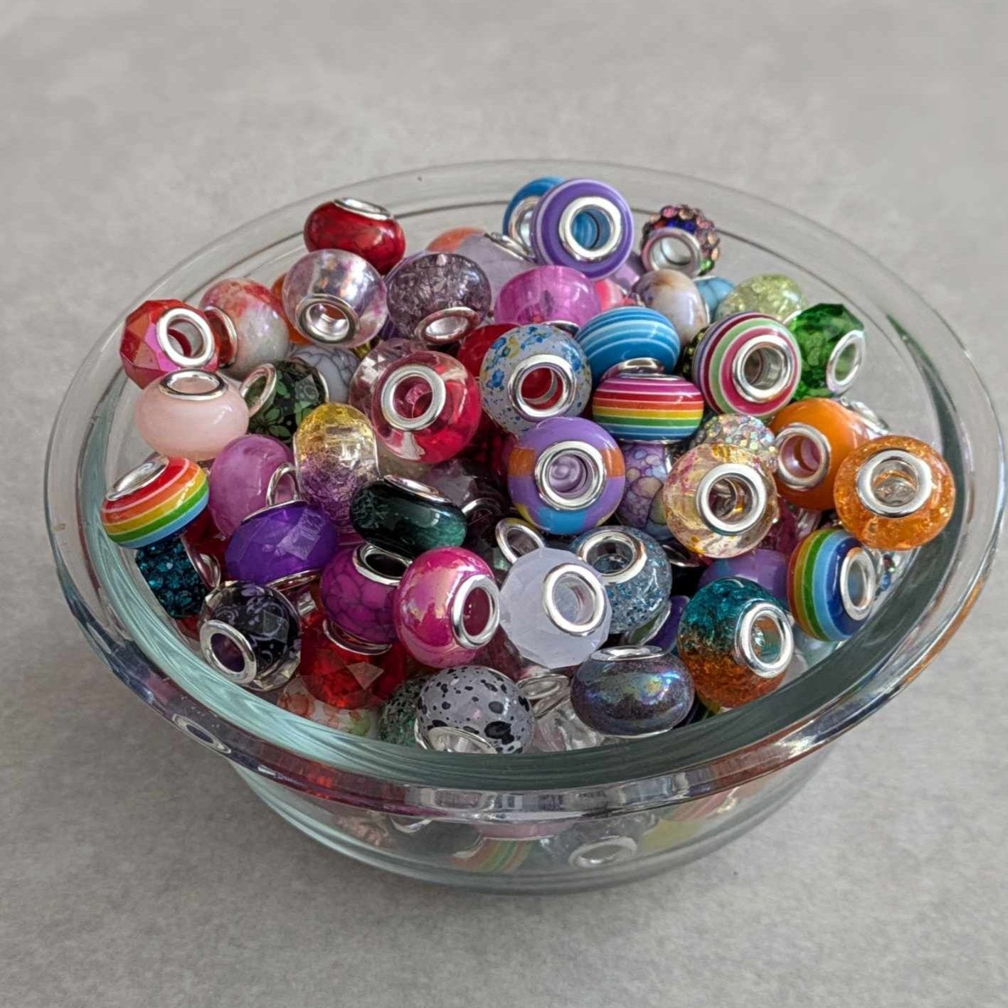 100 Large Hole Resin and Metal Beads for Garden Stakes, Fairy Wands, Jewelry Making