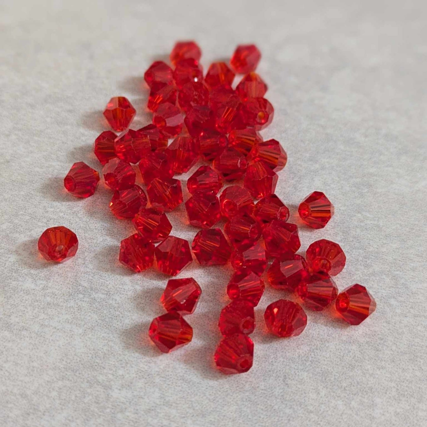 6mm Bicone Beads - Red - 50 pcs