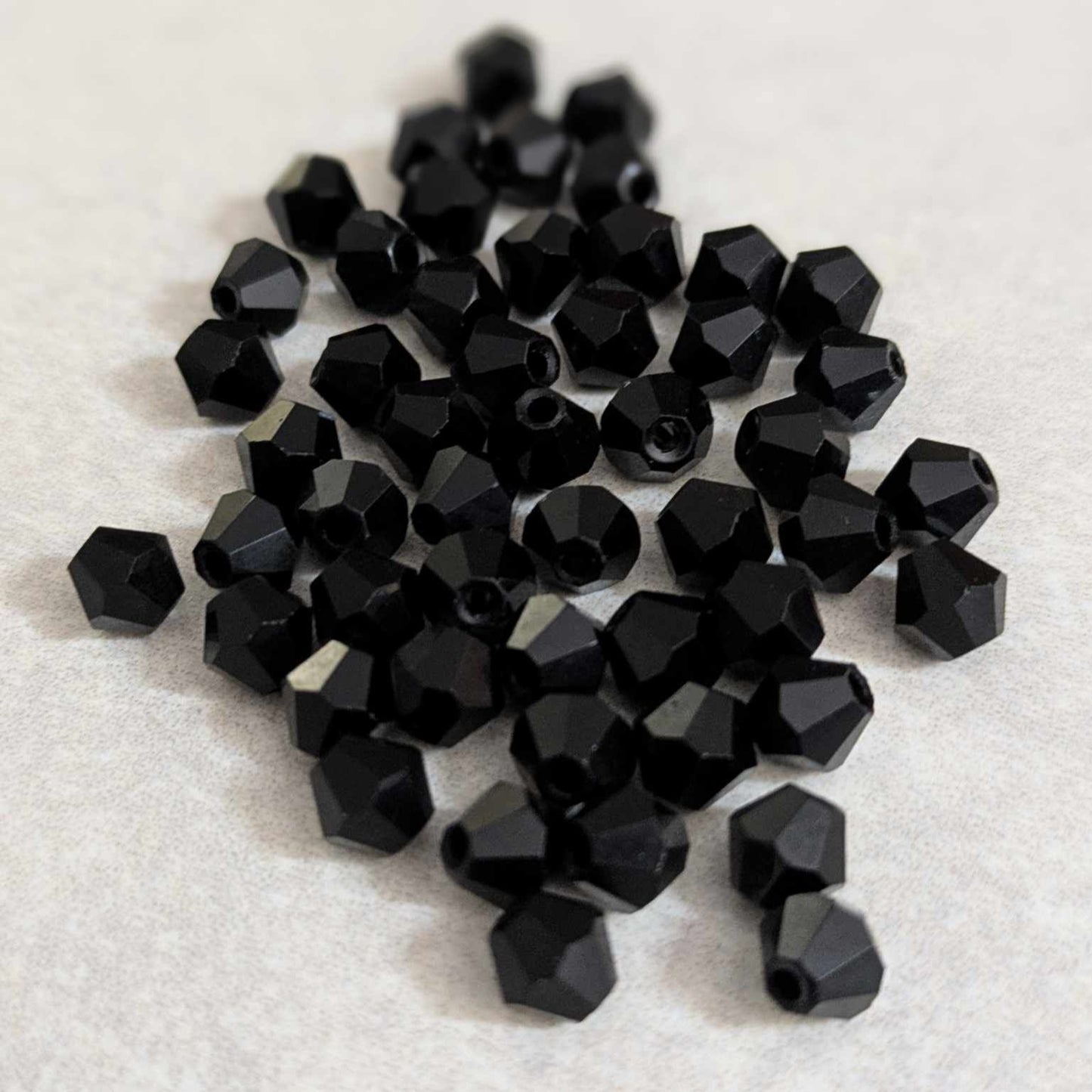 6mm Bicone Beads - Black - 50 pcs