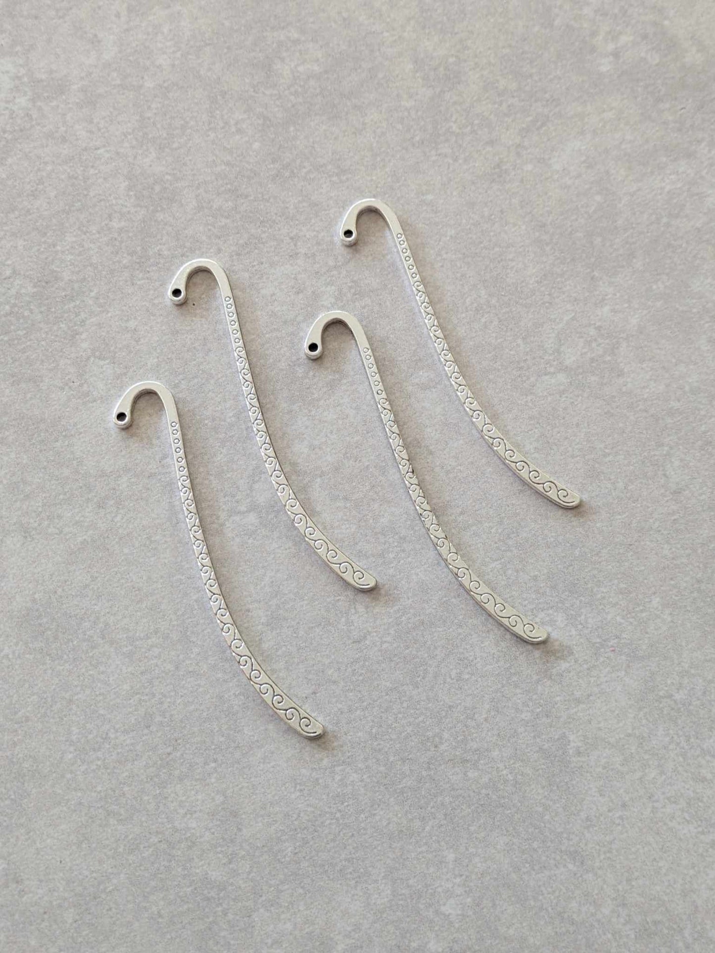 Silvery Beadable Bookmark Hook - set of 4