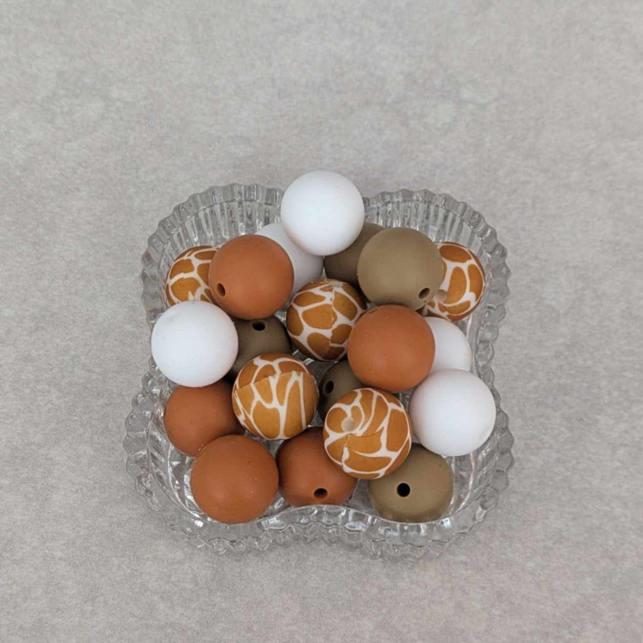 15 mm - silicone bead set - 20 pcs - Giraffe Mix