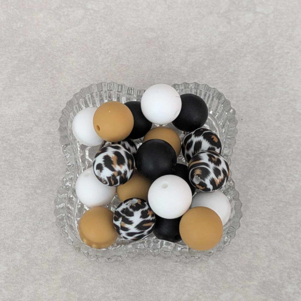 15 mm - silicone bead set - 20 pcs - Leopard Mix