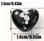 White and Black Acrylic Heart Beads - set of 30