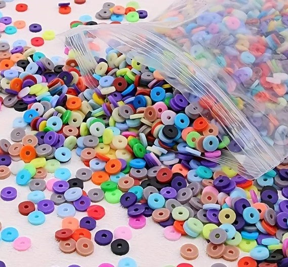 5000Pcs 6mm Polymer Clay Flat Round Heishi Beads - Mixed Colors