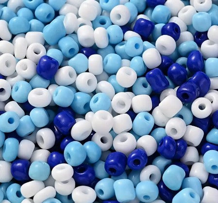 Blue and White 4mm Seed Bead Set - approx 550 pcs