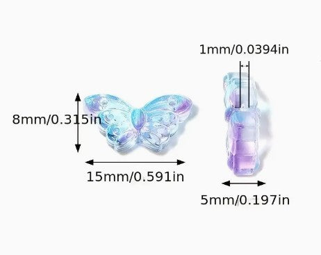 Mixed Gradient Color Acrylic Butterfly Beads - 50 pcs
