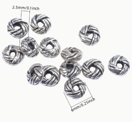 Vintage Look Silvery Metal Spacer Beads - 6mm x 2.5mm - 50 pcs