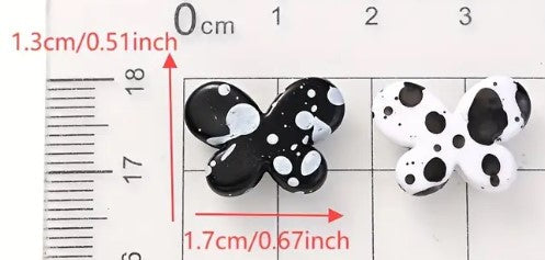 Black and White Acrylic Butterfly Beads - set of 50