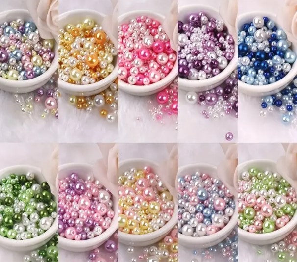 3-8mm white round acrylic bead set - 150 pcs