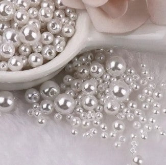 3-8mm white round acrylic bead set - 150 pcs