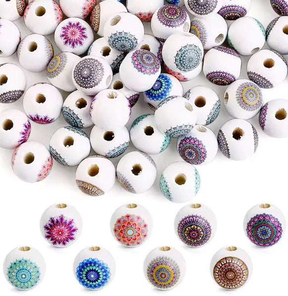 80 piece Wooden Bead Set with Twine