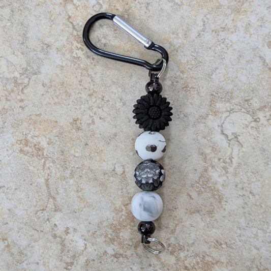 Black and White Daisy Keychain