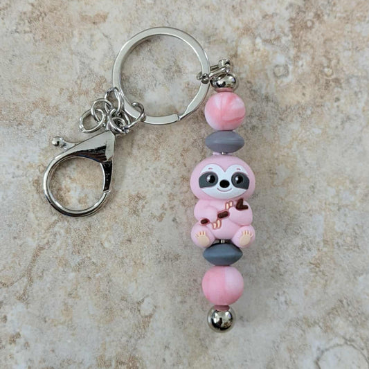 Pink Sloth Keychain