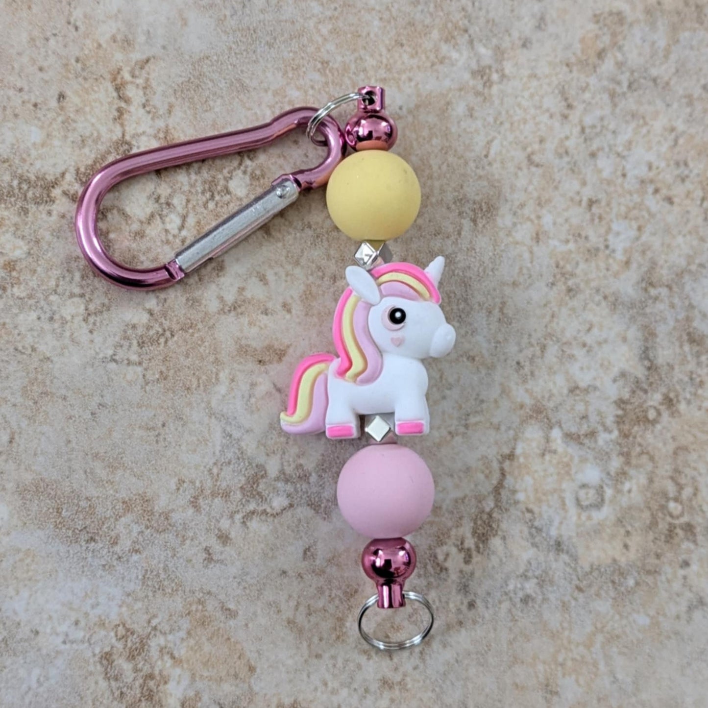 Pink and Yellow Unicorn Keychain