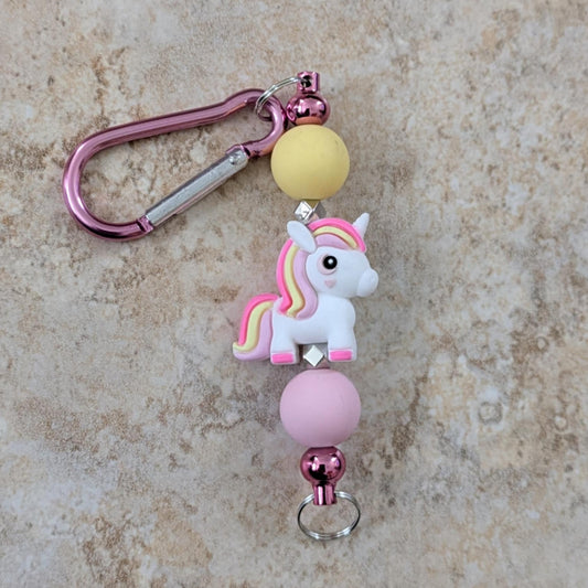 Pink and Yellow Unicorn Keychain