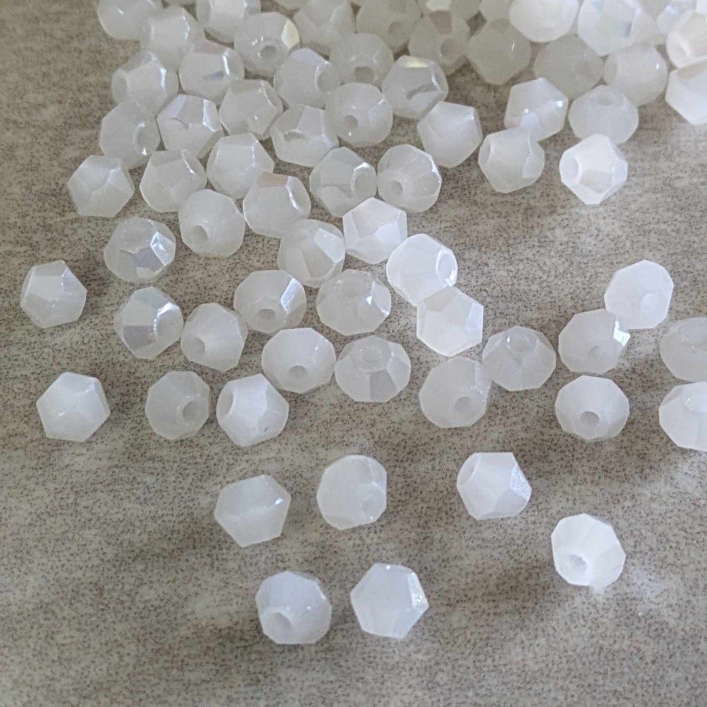 4mm Bicone Beads - White Jade AB - 300 pcs