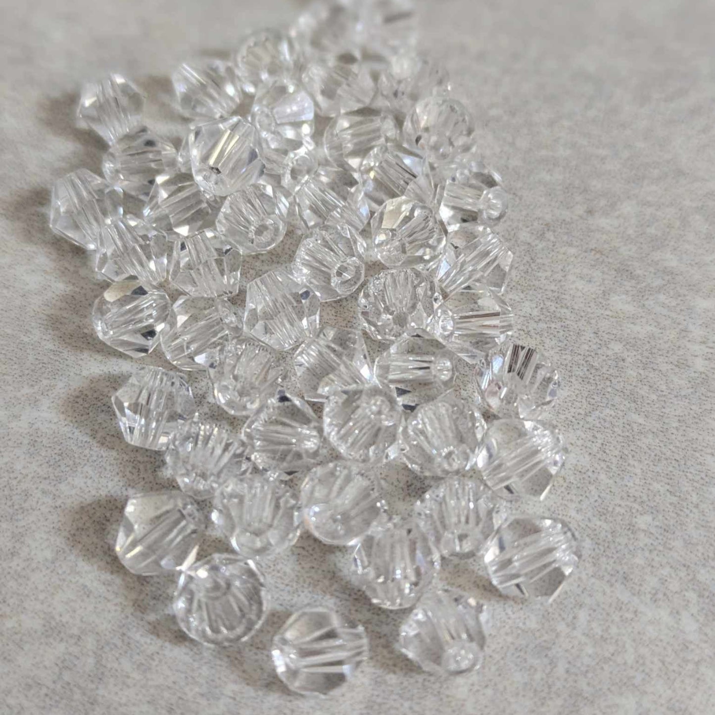6mm Bicone Beads - Clear - 50 pcs