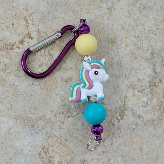 Purple, Turquoise, and Yellow Unicorn Keychain
