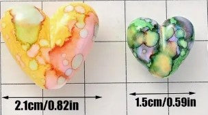 Colorful Heart Shape Splatter Design Acrylic Beads - 15mm or 21mm
