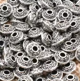 Vintage Silvery Spacer Beads - approx 7mm - 100 pcs