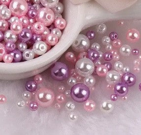 Cherry Blossoms - 3-8mm round acrylic bead set - 150 pcs