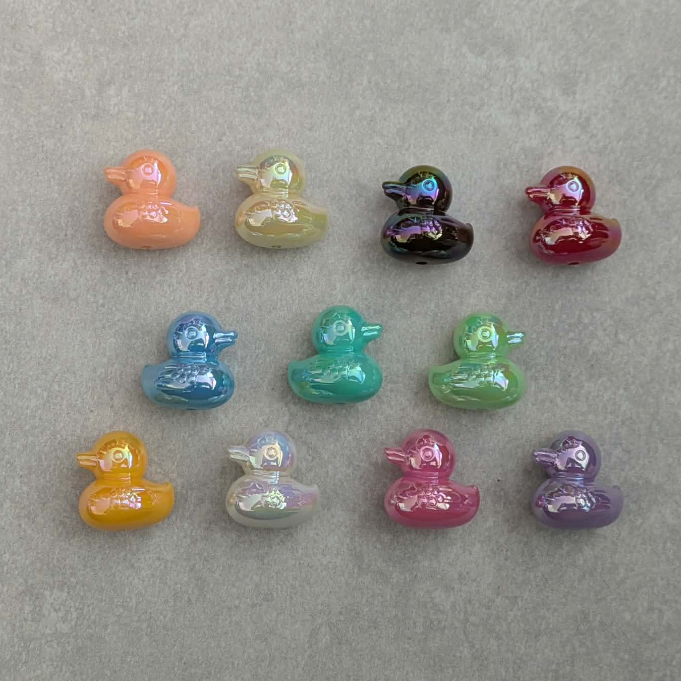 Glossy Acrylic Duck Focal Beads - set of 5