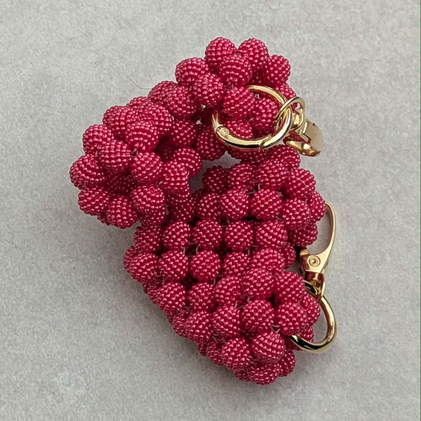 Rose Red Heart Beaded Bag Charm