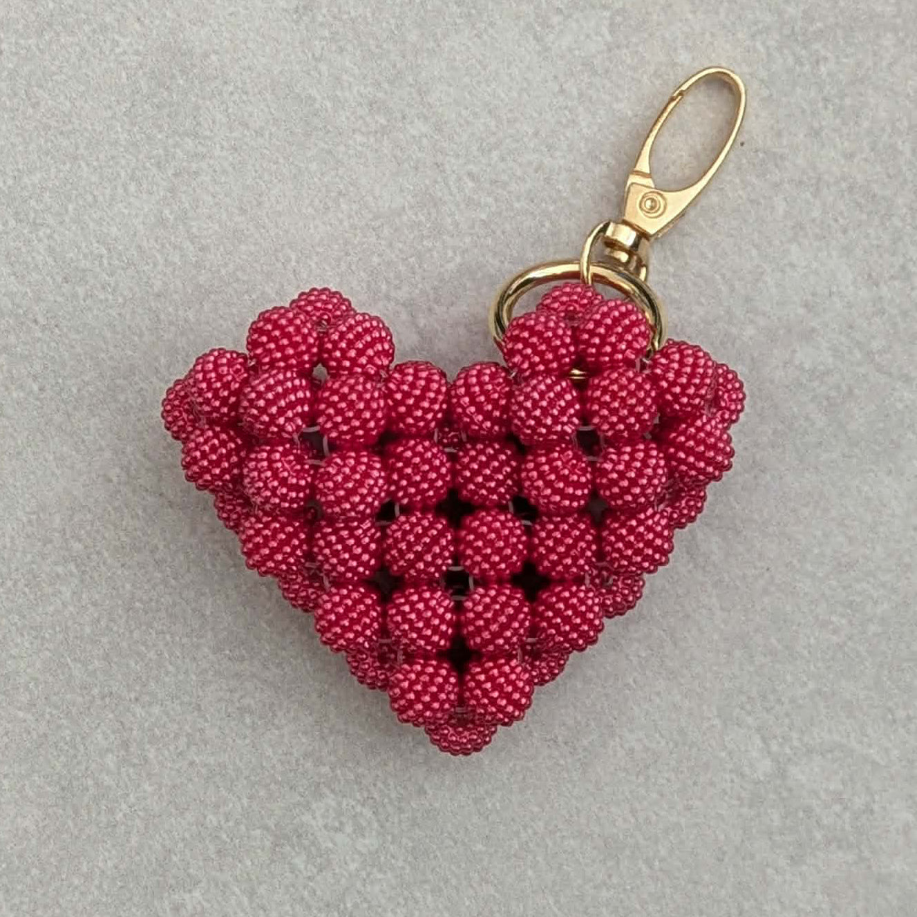 Rose Red Heart Beaded Bag Charm