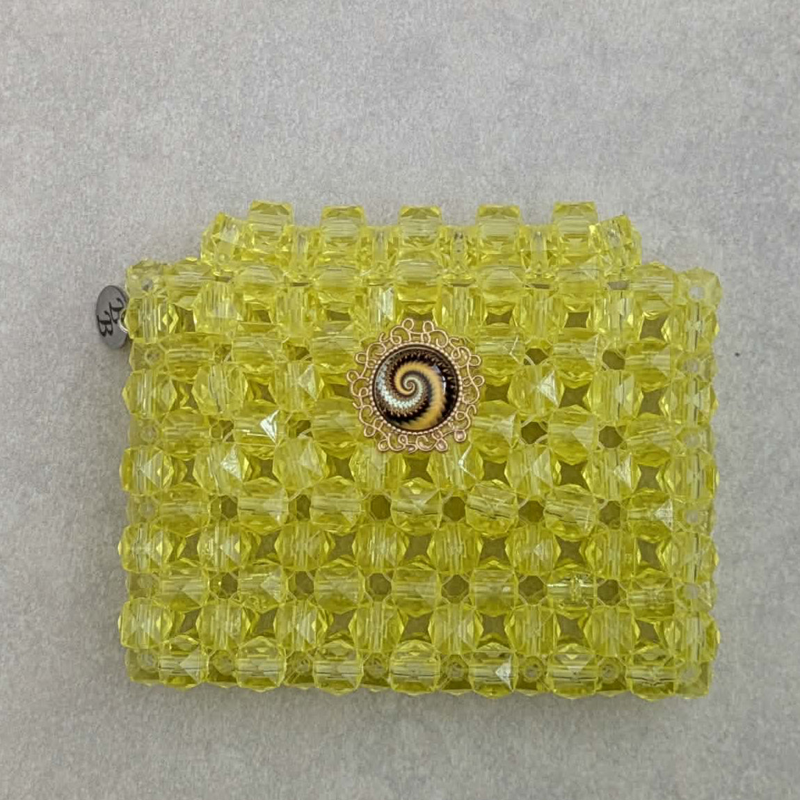 Yellow Beaded Wallet with Embellishment