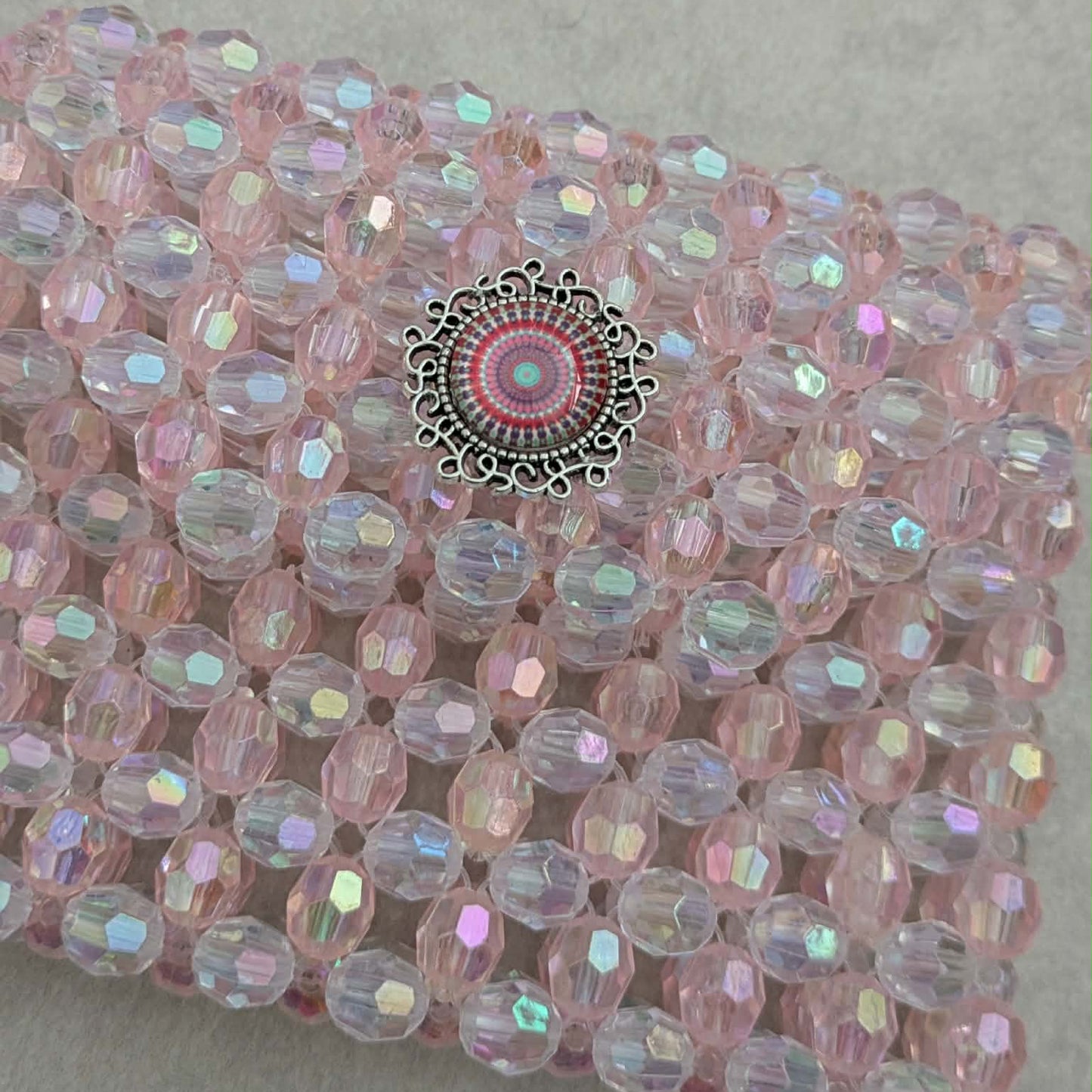 Iridescent Pink Beaded Wallet