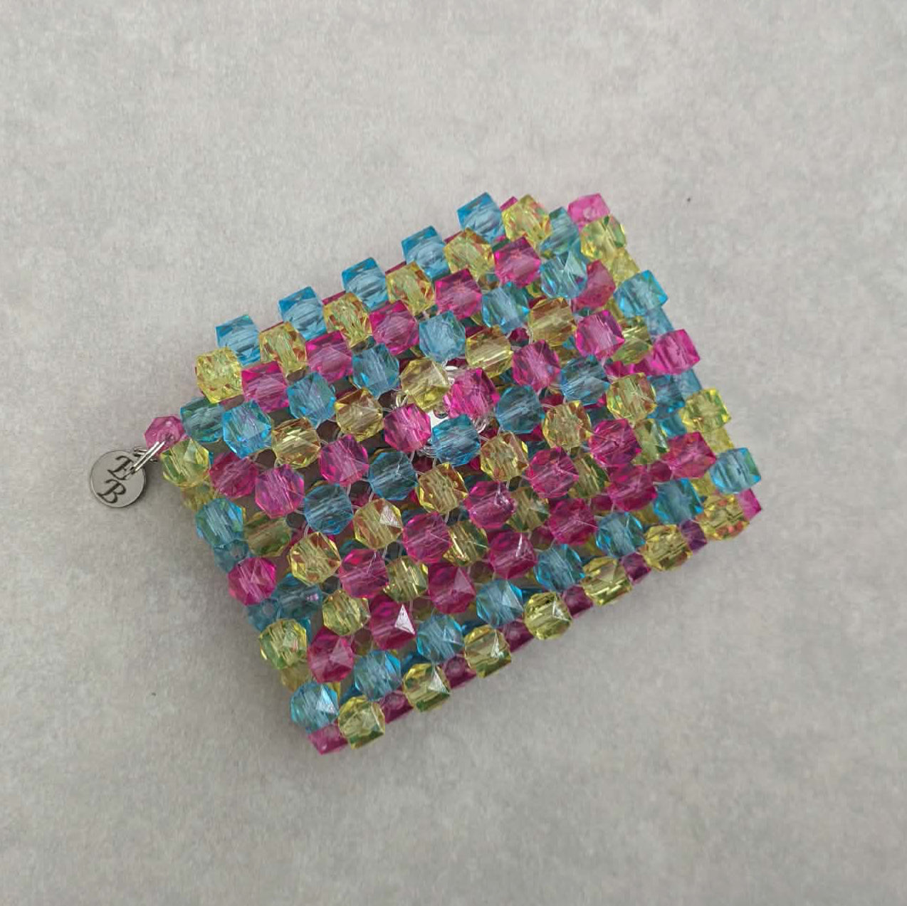 Pink, Blue, Yellow Beaded Wallet