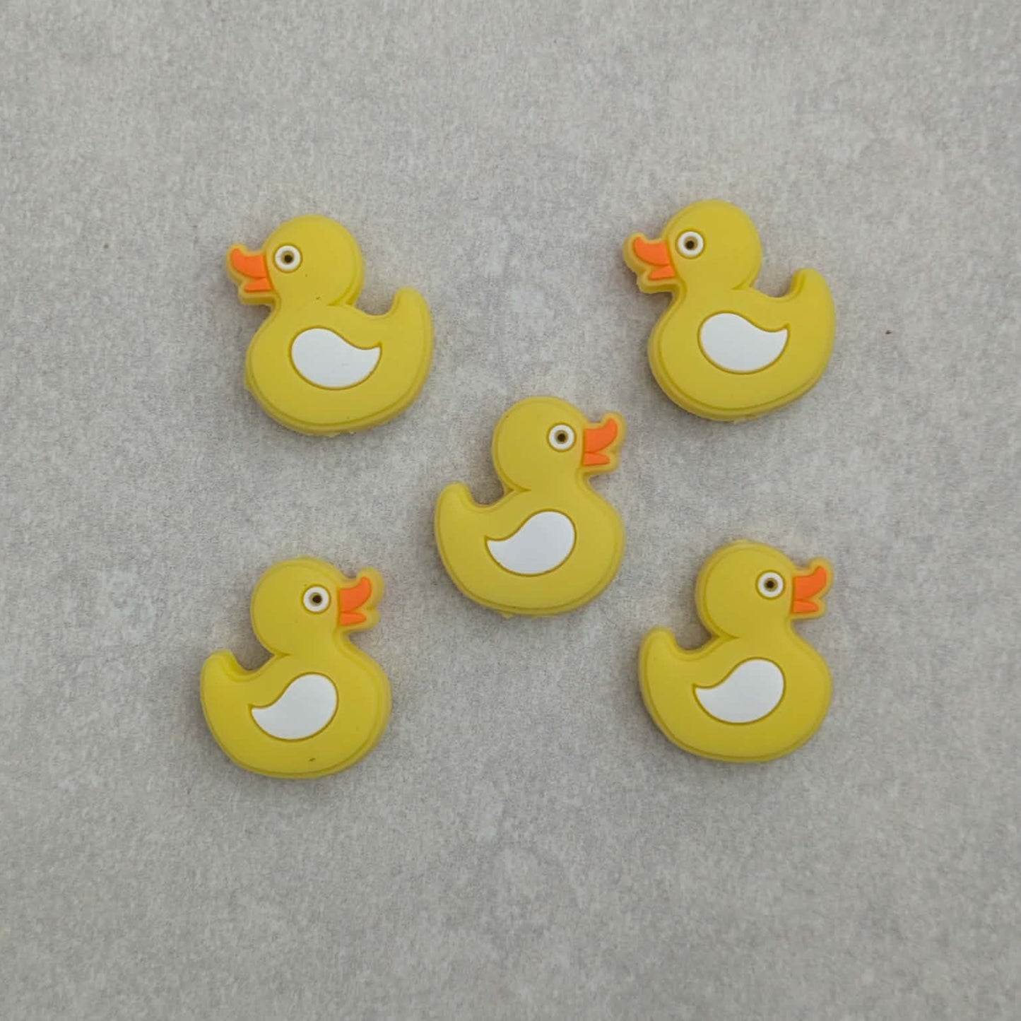 5 Silicone Rubber Duck Focal Beads - Yellow