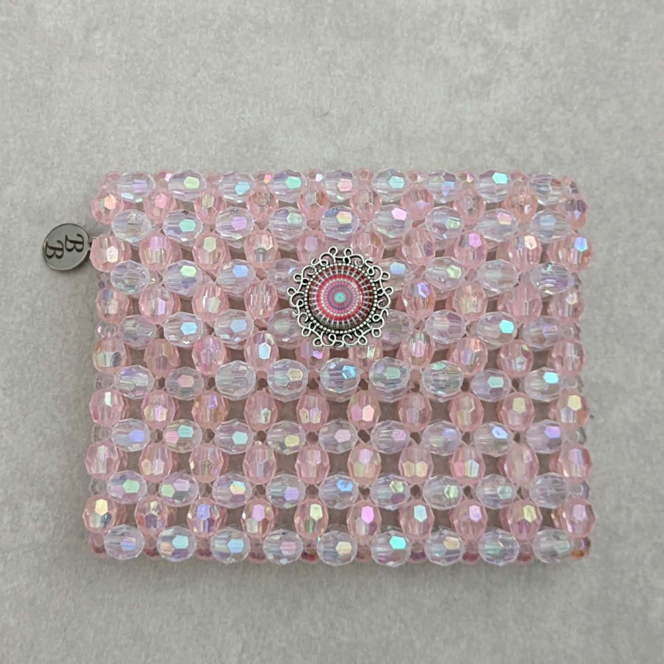 Iridescent Pink Beaded Wallet