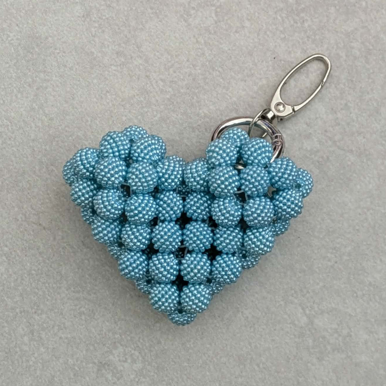 Blue Heart Beaded Bag Charm