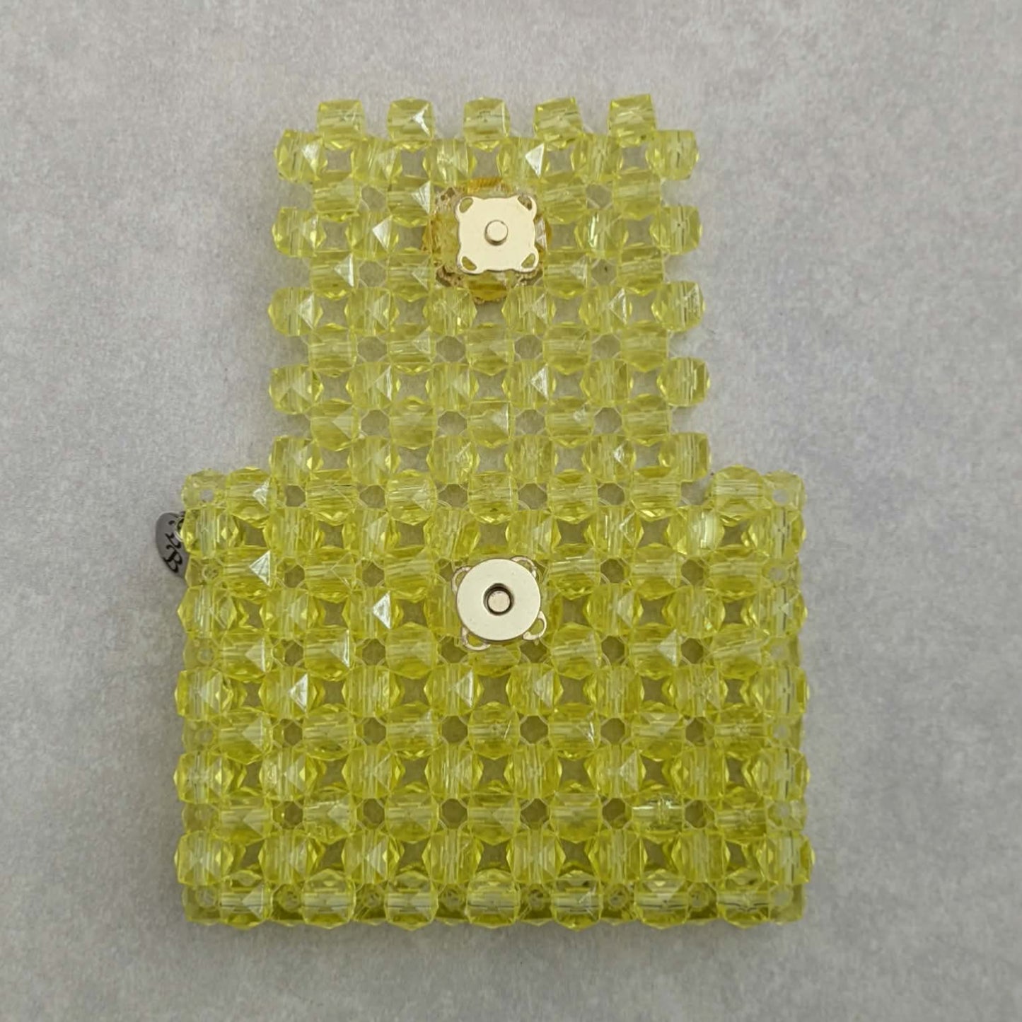Yellow Beaded Wallet with Embellishment