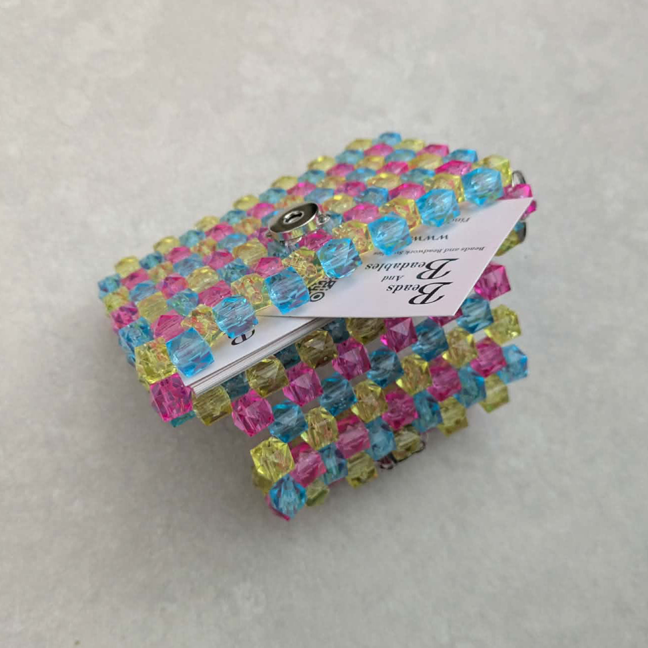 Pink, Blue, Yellow Beaded Wallet