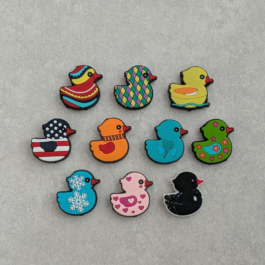 Festive Silicone Duck Focal Beads - set of 10