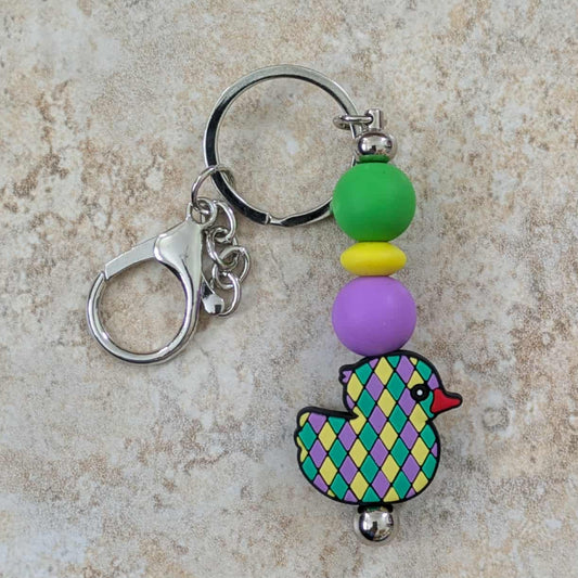 Mardi Gras Duck Keychain